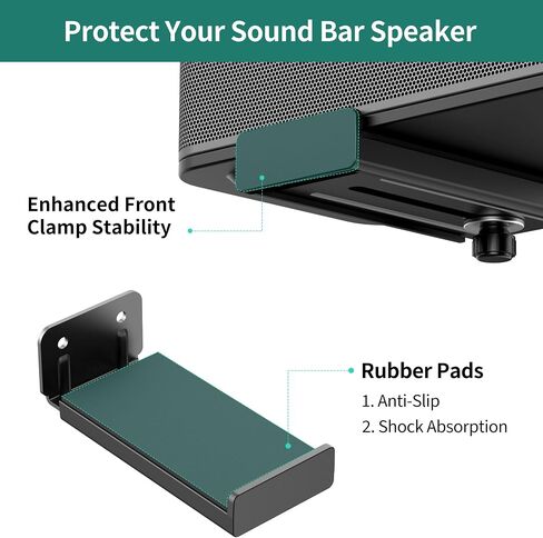 HomeMount Soundbar Wall Mount, Fits Most Soundbars Up to 6.7" Deep, Black | Adjustable design supports up to 33 lbs while saving TV stand space for a clean, modern home theater setup in Saudi Arabia
