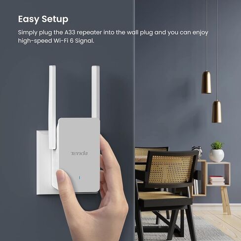 موسع Tenda WiFi 6، معزز إشارة موسع WiFi ثنائي النطاق AX3000 مع منفذ Gigabit Ethernet، معزز WiFi موسع الإنترنت المنزلي، وضع AP، إعداد WPS السهل (A33) in Kuwait