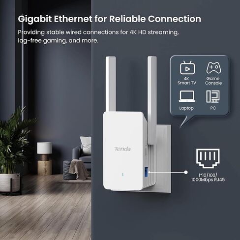 موسع Tenda WiFi 6، معزز إشارة موسع WiFi ثنائي النطاق AX3000 مع منفذ Gigabit Ethernet، معزز WiFi موسع الإنترنت المنزلي، وضع AP، إعداد WPS السهل (A33) in Kuwait