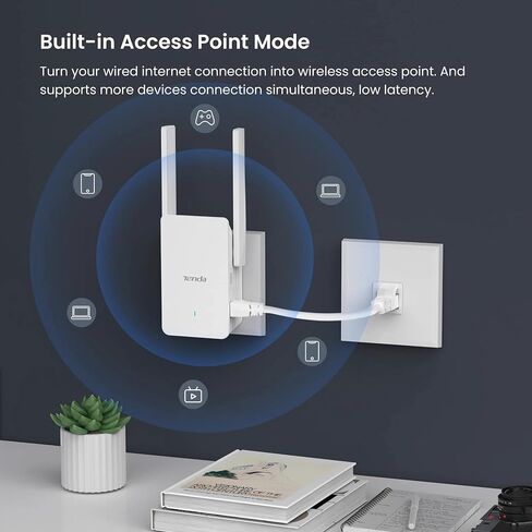 موسع Tenda WiFi 6، معزز إشارة موسع WiFi ثنائي النطاق AX3000 مع منفذ Gigabit Ethernet، معزز WiFi موسع الإنترنت المنزلي، وضع AP، إعداد WPS السهل (A33) in Kuwait