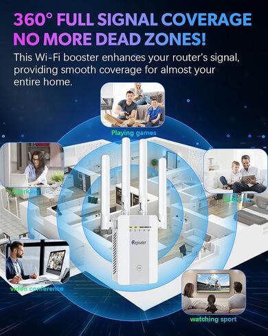 2026 New WiFi Extender Signal Booster, Long Range up to 13355Sq.ft, Wireless Internet Repeater Routers Signal Amplifier for Home, Office, Garage, 8X Faster Access Point with Ethernet Port, 1-Tap Setup in Saudi Arabia