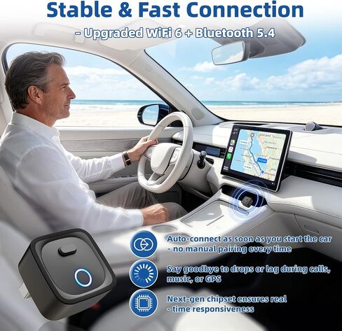 Holdsound 2-in-1 Wireless CarPlay Adapter, Android Auto Wireless Adapter | WiFi 6 + Bluetooth 5.4, Fast Stable Auto-Connect, Plug & Play, No Cables Required in Saudi Arabia
