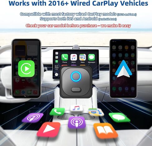 Holdsound 2-in-1 Wireless CarPlay Adapter, Android Auto Wireless Adapter | WiFi 6 + Bluetooth 5.4, Fast Stable Auto-Connect, Plug & Play, No Cables Required in Saudi Arabia