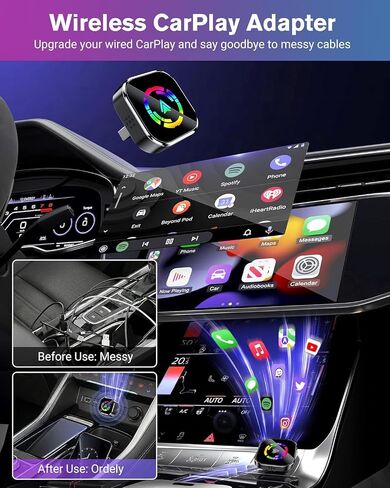 Ablink 2026 Upgarded Wireless CarPlay Adapter for iPhone & Android | Wired to Wireless Carplay Mini USB Design Plug & Play Car Play Adapter, Fast Stable Auto-Reconnect in Saudi Arabia