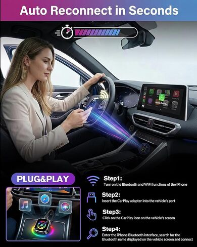 Ablink 2026 Upgarded Wireless CarPlay Adapter for iPhone & Android | Wired to Wireless Carplay Mini USB Design Plug & Play Car Play Adapter, Fast Stable Auto-Reconnect in Saudi Arabia