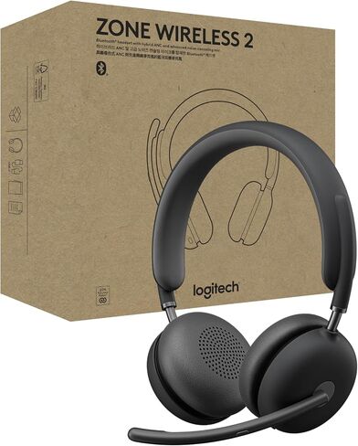Logitech Zone Wireless 2 for Business Premium Headset - Teams | Hybrid ANC, Bluetooth, USB-C & USB-A, Microsoft Teams Certified, ideal for Business, Noise-Canceling, Graphite color in Saudi Arabia