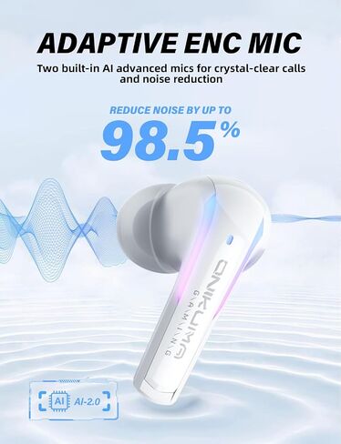 New Version Wireless Gaming Earbuds, 20ms Ultra Low Latency, 2.4GHz + Bluetooth 5.3 Dual Mode, ENC Mic, USB-C Dongle Compatible with PS5/PS4, Meta Quest 3/3S/2, Steam Deck, PC & Mobile - White in Saudi Arabia