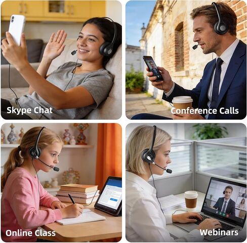 Arama 3.5mm Headset for Noise-Canceling Mic USB-C for PC/iPhone/iPad/Tablet | Cell Phone Headset with microphone Inline call button for work from home, call center, works with Microsoft Teams, Zoom-Black in Saudi Arabia
