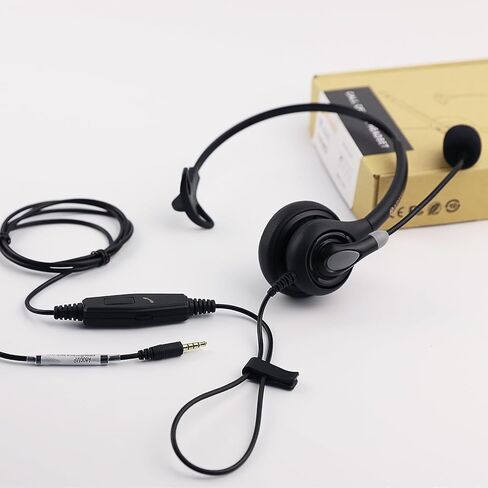 Arama 3.5mm Headset for Noise-Canceling Mic USB-C for PC/iPhone/iPad/Tablet | Cell Phone Headset with microphone Inline call button for work from home, call center, works with Microsoft Teams, Zoom-Black in Saudi Arabia