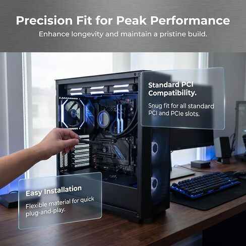 10 قطع من أغطية فتحات السيليكون من PartyKindom لأغطية فتحات Pci وGPU، سهلة التركيب والإزالة، حافظة كمبيوتر مقاومة للغبار للوحات الأم المكتبية، أسود مقاس 8.20 × 0.75 × 0.50 سم in Kuwait