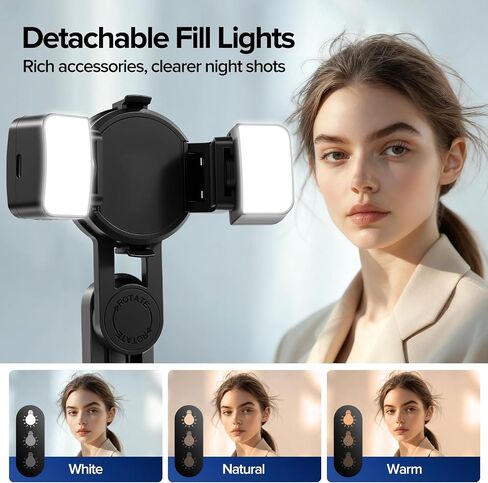 Selfie Stick for iPhone, 4-in-1 Portable Magnetic Selfie Stick | Magnetic Chuck＆Clip 2 in 1, with Remote & 2 Fill Light for Photography, Vlogging, TikTok in Saudi Arabia