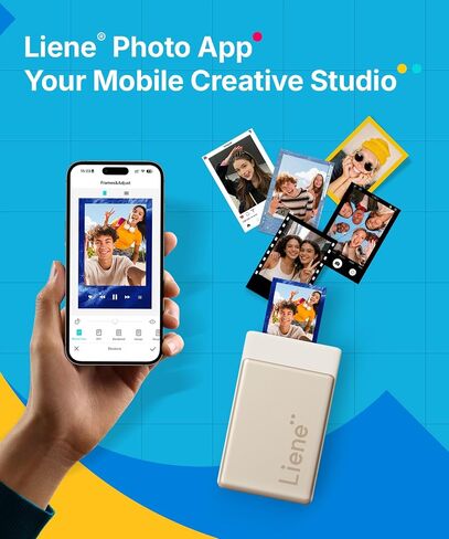 Liene Pearl N200 Pro Portable AI Photo Printer, 50 Sheets 2x3 Adhesive Paper & 5 Cartridges, Gold, DIY Charm Carry Bag Bundle in Saudi Arabia
