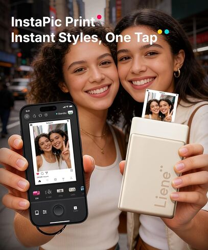 Liene Pearl N200 Pro Portable AI Photo Printer, 50 Sheets 2x3 Adhesive Paper & 5 Cartridges, Gold, DIY Charm Carry Bag Bundle in Saudi Arabia