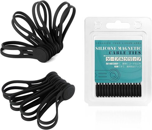 Kanemc Magnetic Cable Ties 8-Pack,Reusable Magnetic Cord Ties,Black | Magnetic Twist Ties Silicone Cord Wraps for Charging Cords,Cord Organizer Clips with Strong Magnet for Earphone USB C Cables in Saudi Arabia