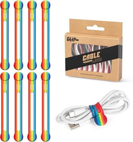 Kanemc Magnetic Cable Ties 8-Pack,Reusable Magnetic Cord Ties,Black | Magnetic Twist Ties Silicone Cord Wraps for Charging Cords,Cord Organizer Clips with Strong Magnet for Earphone USB C Cables in Kuwait