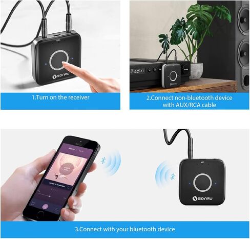 SONRU Bluetooth 5.3 Receiver, Bluetooth Audio Adapter for Speakers/Home Stereo, Low Latency, Noise Cancellation, 15-Hour Battery Life with AUX 3.5mm/RCA, Wireless Bluetooth Adapter for Old Receiver in Saudi Arabia