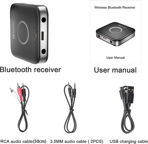 SONRU Bluetooth 5.3 Receiver, Bluetooth Audio Adapter for Speakers/Home Stereo, Low Latency, Noise Cancellation, 15-Hour Battery Life with AUX 3.5mm/RCA, Wireless Bluetooth Adapter for Old Receiver in Saudi Arabia