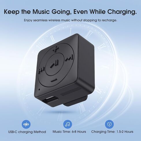MIPEACE Bluetooth Adapter for Wired Headphones, 3.5mm Aux, Black | Receiver only, not transmitter, Bluetooth 5.3, built-in mic, USB-C charging, car stereo & speakers, 3.5mm cable not included in Saudi Arabia