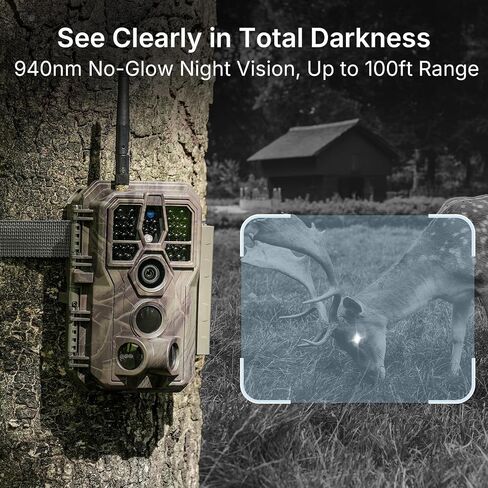 GardePro E8P WiFi Trail Camera, 8000mAh Rechargeable Battery | External WiFi Antenna, Triple-PIR Motion Sensor, On-Site Viewing, No-Glow Night Vision, Non-Cellular in Kuwait