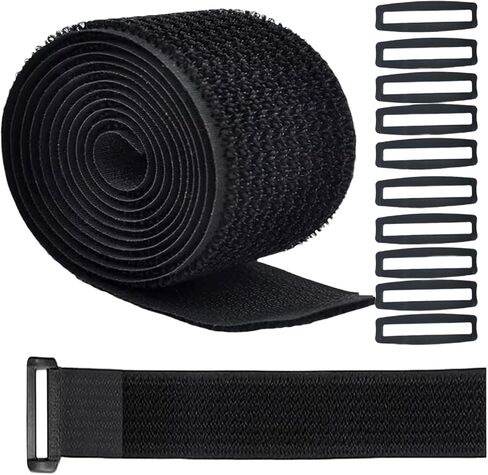 16ft 4 inch Wide Cable Straps with 10pcs Buckles, Heavy Duty Nylon Hook and Loop Straps for Fastening Securing, Reusable Cut-to-Length Straps for Organizer or Storage, Black in Saudi Arabia