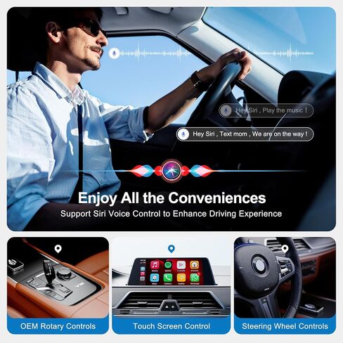 AI Box CarPlay, 3-in-1 Wireless CarPlay Adapter Android Auto OEM Wired Cars | Built-in Netflix/YouTube for Streaming, 5.8GHz WiFi, Convert Wired to Wireless, Plug & Play （4GB RAM+32GB ROM） in Saudi Arabia