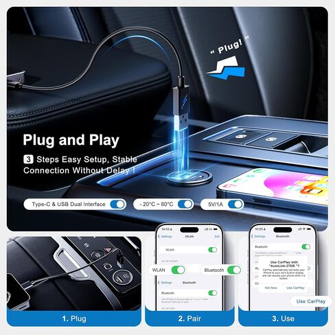 AI Box CarPlay, 3-in-1 Wireless CarPlay Adapter Android Auto OEM Wired Cars | Built-in Netflix/YouTube for Streaming, 5.8GHz WiFi, Convert Wired to Wireless, Plug & Play （4GB RAM+32GB ROM） in Saudi Arabia