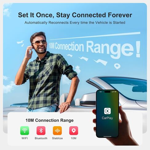 AI Box CarPlay, 3-in-1 Wireless CarPlay Adapter Android Auto OEM Wired Cars | Built-in Netflix/YouTube for Streaming, 5.8GHz WiFi, Convert Wired to Wireless, Plug & Play （4GB RAM+32GB ROM） in Saudi Arabia