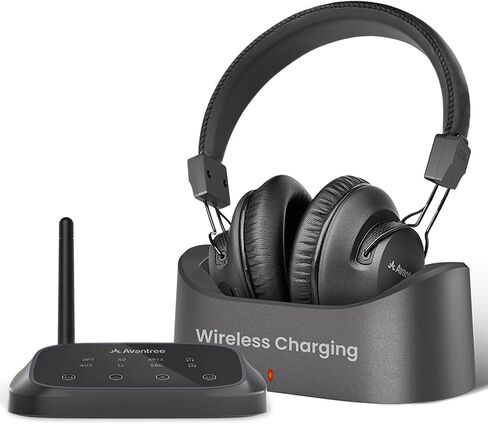 Avantree HT5009 Plus -Wireless TV Headphones with aptX-Adaptive Transmitter | TV Watching via Optical, AUX or Bluetooth, Clear Voice & Volume Boost for Seniors, Comfor Fit, 60H Playtime & Charging Dock in Saudi Arabia