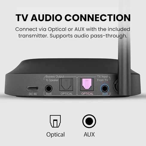 Avantree HT5009 Plus -Wireless TV Headphones with aptX-Adaptive Transmitter | TV Watching via Optical, AUX or Bluetooth, Clear Voice & Volume Boost for Seniors, Comfor Fit, 60H Playtime & Charging Dock in Saudi Arabia