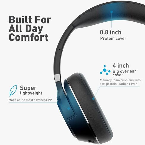 H300 Wireless Headphones with Microphone,Over Ear Bluetooth Headsets, Black | USB Dongle,One-Tap Mute, Environmental Noise Cancelling Retractable Mic for Work Office Call Center Laptop Computer in Saudi Arabia