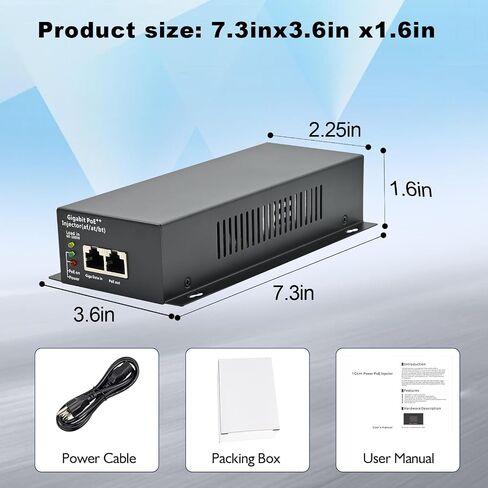 High Power 90W Gigabit PoE++ Injector Adapter | RJ-45 Shielded, IEEE 802.3af/at/bt Compliant, Converts Non-PoE to PoE++ (95W/60W/30W/15.4W), Integrated Power Supply in Saudi Arabia
