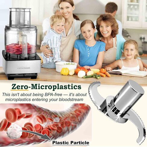 Less-Microplastic Blade for Cuisinart Food Processor, 14-Cup/DLC-001TXB-CSR | 304 Stainless Steel Shell, Crack Chip Flake & Stain Resistant, Easy Cleanup, Modular, Reliable and Durable, Serrated Edge in Kuwait