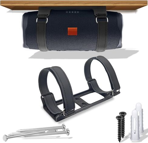 Metal Wall Mount compatible for jbl Charge 6/Charge 5/Flip 7/Flip 6 speaker | secure shelf holder with adjustable leather straps for charge 4/flip 5,underdesk Bracket for Ceiling/boat/bike/jet ski,black in Saudi Arabia