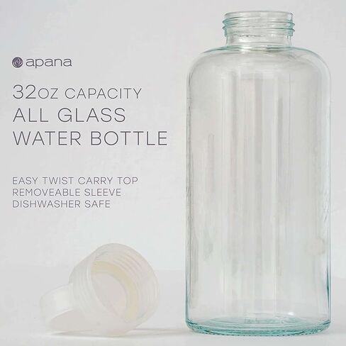 Apana Yoga Glass Water Bottles BPA Free Non Slip Sleeve Leak Proof Lid Reusable 32 Oz Sports Water Bottle Wide Mouth Lid Portable Hydration Tumbler in Saudi Arabia