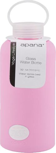 Apana Yoga Glass Water Bottles BPA Free Non Slip Sleeve Leak Proof Lid Reusable 32 Oz Sports Water Bottle Wide Mouth Lid Portable Hydration Tumbler in Saudi Arabia