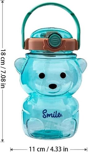 32oz Bear Straw Water Bottle Large 1L BPA Free Water Bottles with Removable Straw & Built in Carrying Loop, Adjustable & Removable Shoulder Strap, Leakproof Jug Non-Toxic Drinking Cups in Kuwait