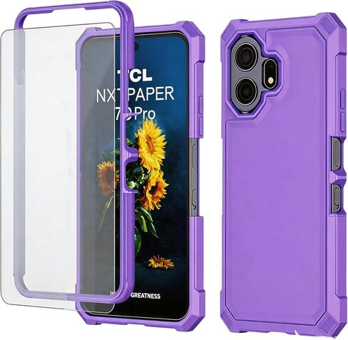 Case for TCL Nxtpaper 70 Pro 5G with Screen Protector Full Body Protection | TCL 70 Pro Phone Case Front Silicone Bumper Frosted PC Back Shockproof Rugged Corner Military Grade Design Black in Saudi Arabia