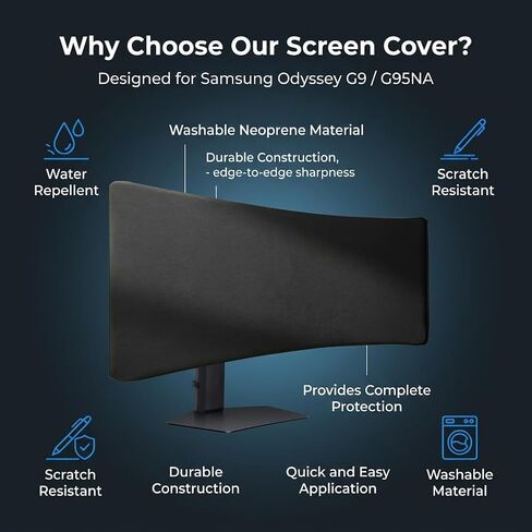 Dust Cover for Samsung 34" Odyssey G5 Gaming Monitor, Neoprene | Compatible with G55T, G55A, 1.5mm Thick Neoprene for Ultra-Wide Curved Screen, Waterproof, Anti-Scratch & Anti-Fingerprint in Saudi Arabia