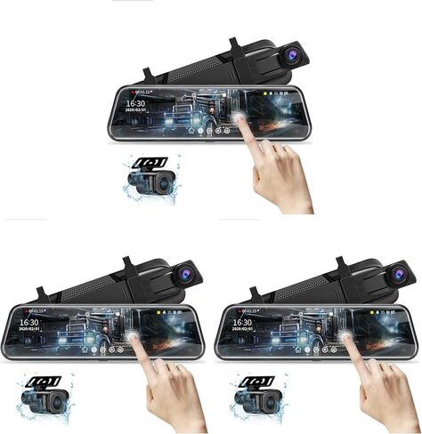 10’’ Mirror Dash Cam Front and Rear View Mirror Camera Night Vision for Car | 1080P FHD Touchscreen with Backup Camera, Loop Recording, 170°Wide Angle, Parking Assistance for Trucks, RVs, Campers, SUVs in Saudi Arabia