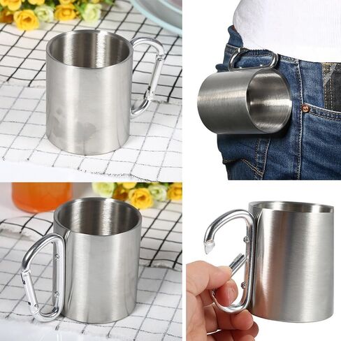 20oz Stainless Steel Camping Mug Leak-Proof Insulated Design Portable Travel Cup with Handle Carabiner for Hiking Backpacking Outdoor Activities in Saudi Arabia