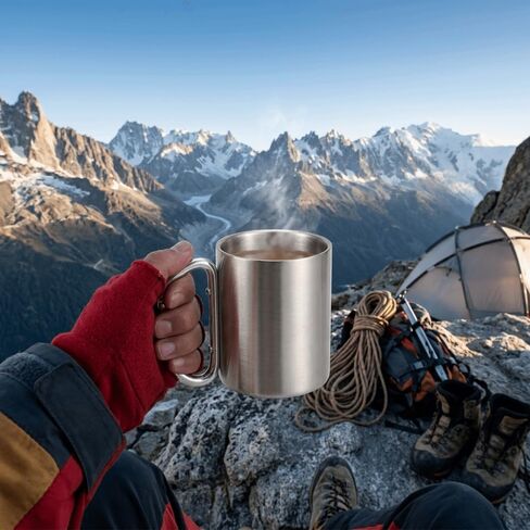 20oz Stainless Steel Camping Mug Leak-Proof Insulated Design Portable Travel Cup with Handle Carabiner for Hiking Backpacking Outdoor Activities in Saudi Arabia