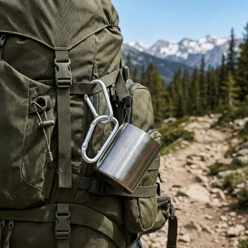 20oz Stainless Steel Camping Mug Leak-Proof Insulated Design Portable Travel Cup with Handle Carabiner for Hiking Backpacking Outdoor Activities in Saudi Arabia
