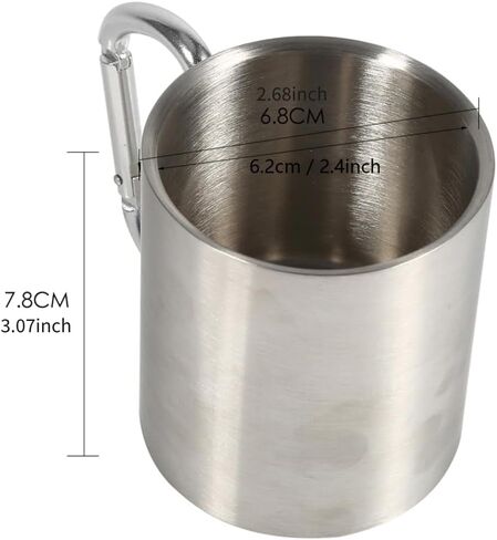 Stainless Steel Camping Mug with Handle, 220ml/7.4oz Coffee Camping Mug with Handle Portable Hiking Cup Lightweight Gear for Men Backpacking Hiking in Saudi Arabia