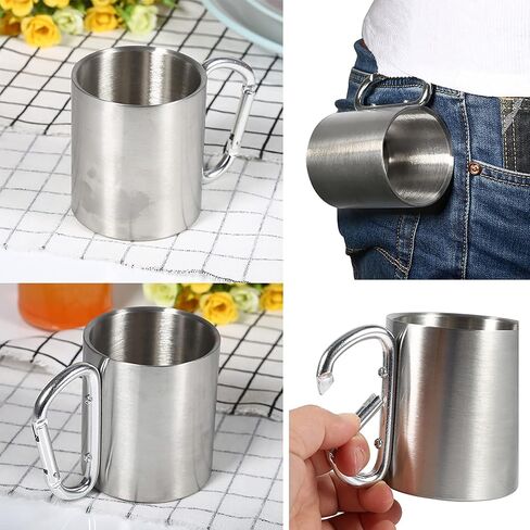 Stainless Steel Camping Mug with Handle, 220ml/7.4oz Coffee Camping Mug with Handle Portable Hiking Cup Lightweight Gear for Men Backpacking Hiking in Saudi Arabia