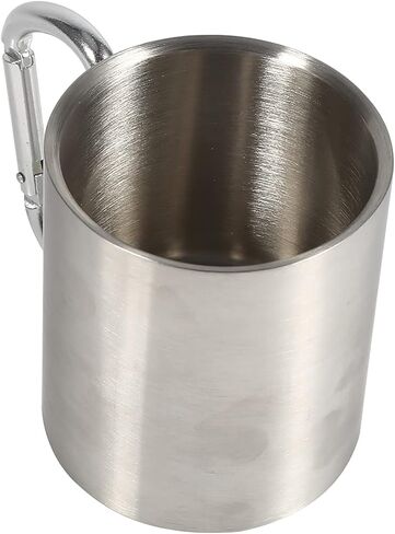 Stainless Steel Camping Mug with Handle, 220ml/7.4oz Coffee Camping Mug with Handle Portable Hiking Cup Lightweight Gear for Men Backpacking Hiking in Saudi Arabia