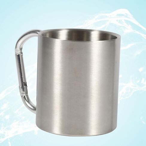 Stainless Steel Camping Mug with Handle, 220ml/7.4oz Coffee Camping Mug with Handle Portable Hiking Cup Lightweight Gear for Men Backpacking Hiking in Saudi Arabia