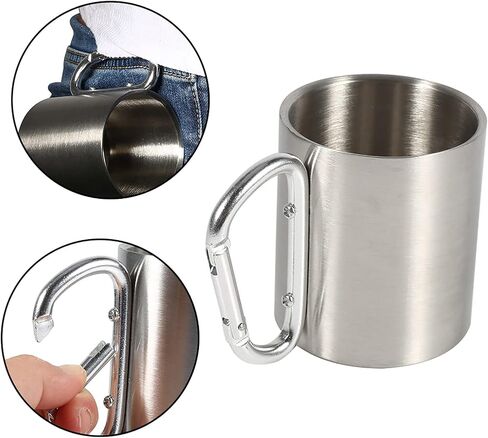 Stainless Steel Camping Mug with Handle, 220ml/7.4oz Coffee Camping Mug with Handle Portable Hiking Cup Lightweight Gear for Men Backpacking Hiking in Saudi Arabia