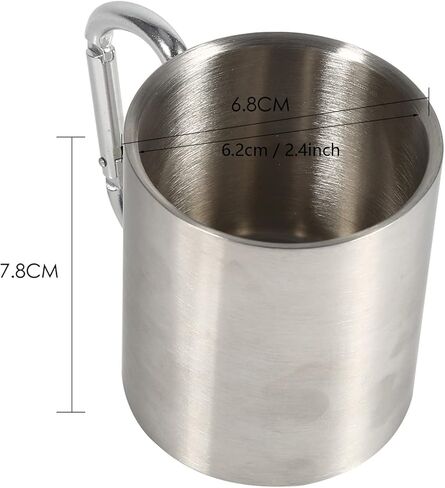 Stainless Steel Camping Mug with Handle, 220ml/7.4oz Coffee Camping Mug with Handle Portable Hiking Cup Lightweight Gear for Men Backpacking Hiking in Saudi Arabia