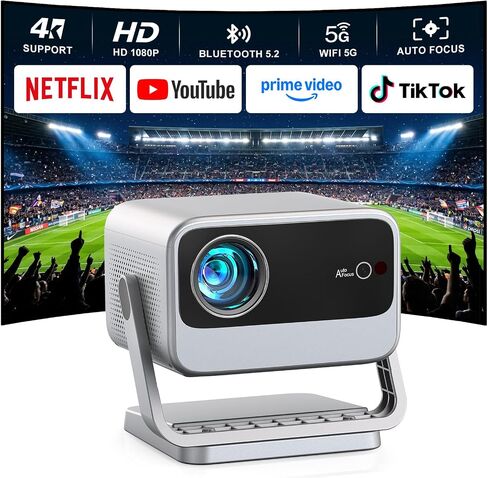 [4600 ANSI & Now with Netflix] 4K Projector with WiFi and Bluetooth, Auto Focus Keystone Smart Projector, Outdoor Projector with Adjustable Stand for Home Bedroom in Saudi Arabia