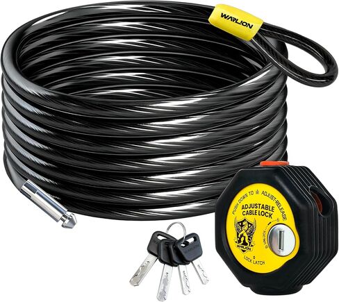WARLION Heavy Duty Adjustable Cable Lock, 6ft x 3/8" Braided Steel Security Cable, Outdoor Anti-Theft Lock for Bicycles, Scooters, Patio Furniture, Spare Tires, Generator, Cooler, Grill, Ladder in Saudi Arabia